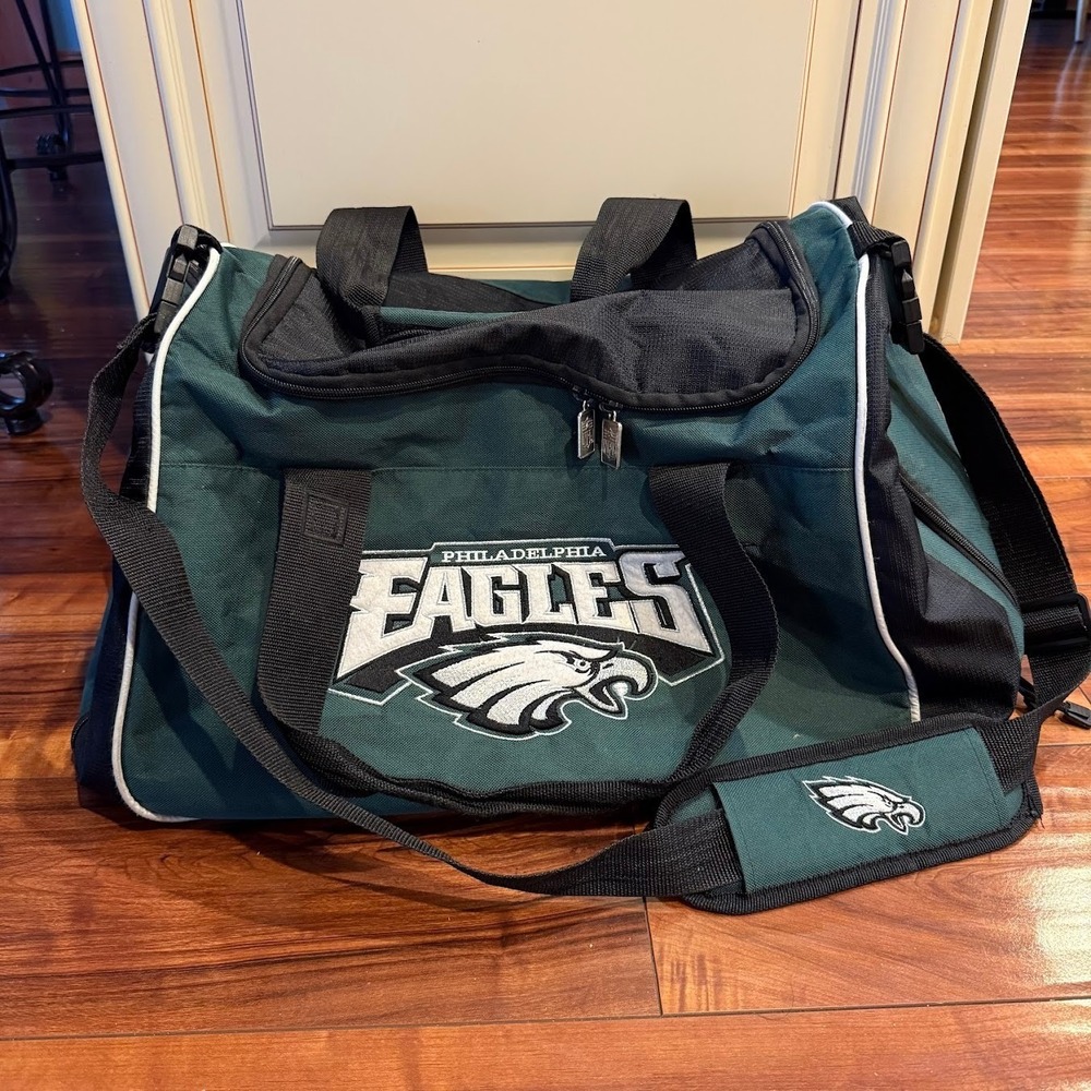 Vintage 90s Philadelphia Eagles NFL Green Gym Travel Duffle Bag